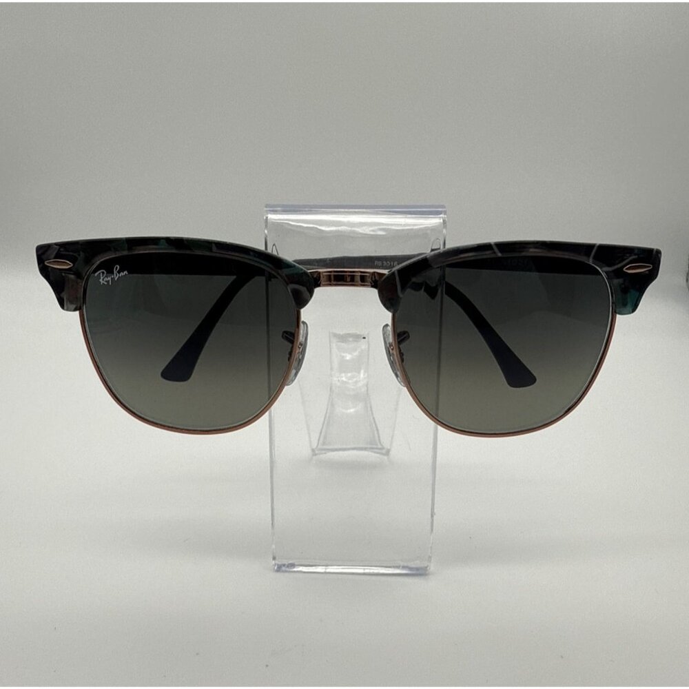 Ray Ban RB3016 Clubmaster Fleck‎ Sunglasses Grey Green Gradient Gold trim